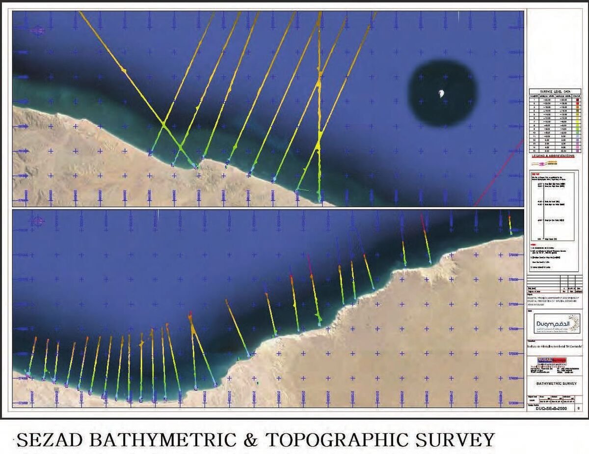 Bathymetric chart of the intake and outfall survey area at Duqm SEZ