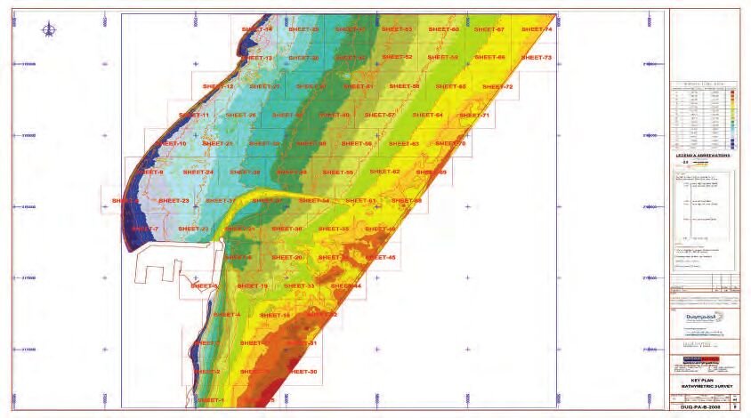 Gamdah and Al Jari bathymetric and topographic chart